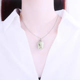 S925 Silver Jade Pendant Necklace Elegant Female Collarbone Chain Jewelry