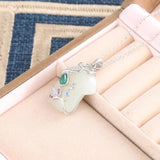 S925 Silver Jade Pendant Necklace Elegant Female Collarbone Chain Jewelry
