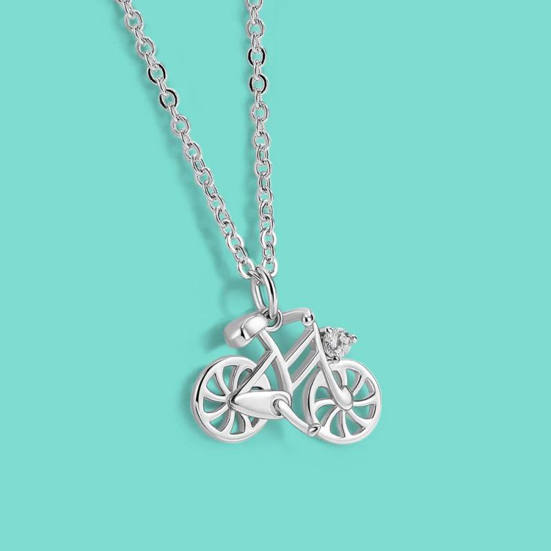 925 Silver Bicycle Pendant Necklace 18 Inch
