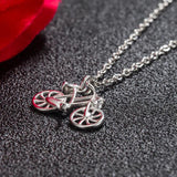 925 Silver Bicycle Pendant Necklace 18 Inch
