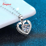 Smyoue 1.0ct Moissanite Heart Necklace S925 Silver Pendant