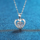 Smyoue 1.0ct Moissanite Heart Necklace S925 Silver Pendant