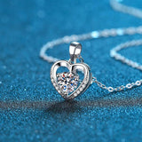 Smyoue 1.0ct Moissanite Heart Necklace S925 Silver Pendant