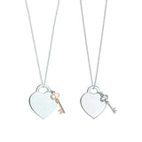925 Silver Green Pink Enamel Heart Pendant Necklace - Original Holiday Gift
