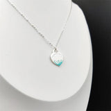 925 Silver Green Pink Enamel Heart Pendant Necklace - Original Holiday Gift