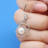 925 Silver Zircon Flower Choker Pendant Necklace for Women