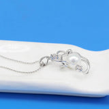 925 Silver Zircon Flower Choker Pendant Necklace for Women
