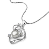 925 Silver Zircon Flower Choker Pendant Necklace for Women