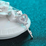 Moissanite Heart Key Pendant Necklace 0.5ct D VVS1 Sterling Silver