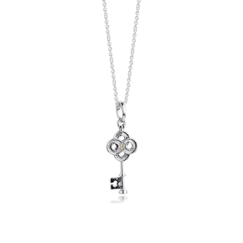 Sterling Silver Two-tone Key & Flower Necklaces