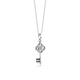 Sterling Silver Two-tone Key & Flower Necklaces