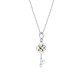 Sterling Silver Two-tone Key & Flower Necklaces