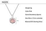925 Silver Round Strawberry Crystal Lady Pendant Necklace