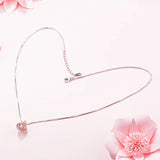 925 Silver Round Strawberry Crystal Lady Pendant Necklace