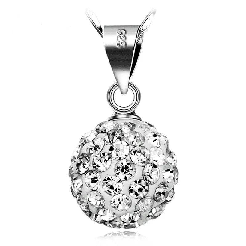Long Zircon Necklace Micro-Set Pendant Sterling Silver Jewelry