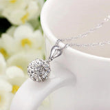 Long Zircon Necklace Micro-Set Pendant Sterling Silver Jewelry
