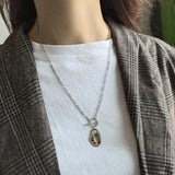 925 Sterling Silver Geometric Pendant Long Necklace