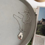 925 Sterling Silver Geometric Pendant Long Necklace
