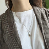 925 Sterling Silver Geometric Pendant Long Necklace