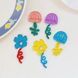 Hand-drawn Tulip Flower Leaves Pendant DIY Hand Accessory Earring Material