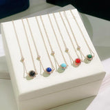 Personality Bead Necklace Women's Red Agate Green Malachite