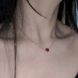 Personality Bead Necklace Women's Red Agate Green Malachite