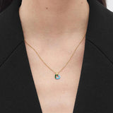Green Enamel Heart Pendant Chain Necklace Woman Accessories Jewelry