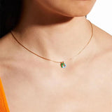 Green Enamel Heart Pendant Chain Necklace Woman Accessories Jewelry