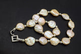 Freshwater Pearl Pink Reborn Keshi Flat Baroque Necklace