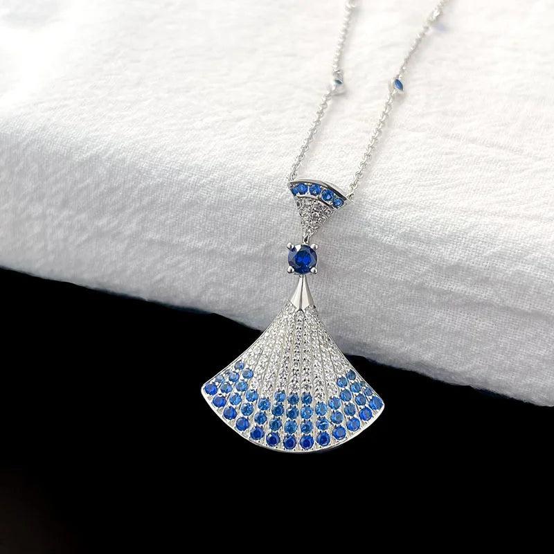 Silver Classic Gradient Big Skirt Pendant Necklace Charm for Women