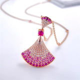 Silver Classic Gradient Big Skirt Pendant Necklace Charm for Women