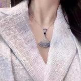 Silver Classic Gradient Big Skirt Pendant Necklace Charm for Women