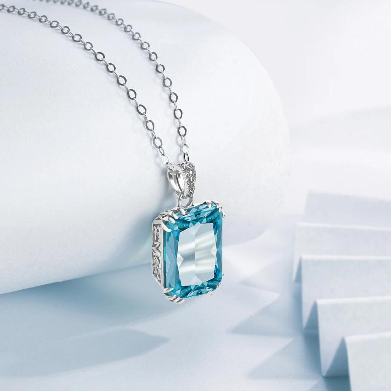SILVERCHAKRA Sterling Silver Necklace Aquamarine Pendant Fine Jewelry Filigree