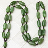 Natural Hetian Jade Hanging Rope Raw Stone Bead Necklace