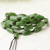 Natural Hetian Jade Hanging Rope Raw Stone Bead Necklace