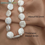 Baroque Pearl Choker Necklace Flat Round Coin Shape Natural Freshwater Pearls