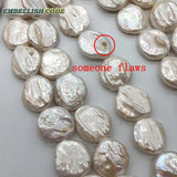 Baroque Pearl Choker Necklace Flat Round Coin Shape Natural Freshwater Pearls