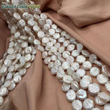 Baroque Pearl Choker Necklace Flat Round Coin Shape Natural Freshwater Pearls