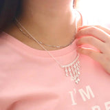 Noble Women's 925 Silver Tassel Water Drop Necklace