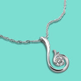 Women's 925 Silver Necklace Phoenix Tear Charm Jewelry CZ Pendant Wave Chain