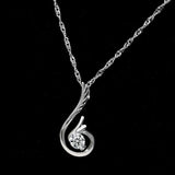 Women's 925 Silver Necklace Phoenix Tear Charm Jewelry CZ Pendant Wave Chain