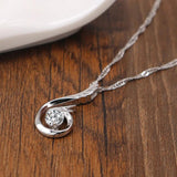 Women's 925 Silver Necklace Phoenix Tear Charm Jewelry CZ Pendant Wave Chain