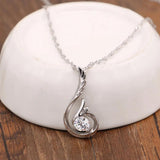 Women's 925 Silver Necklace Phoenix Tear Charm Jewelry CZ Pendant Wave Chain