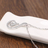 Women's 925 Silver Necklace Phoenix Tear Charm Jewelry CZ Pendant Wave Chain