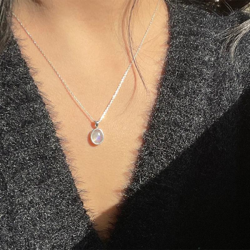 925 Silver Opal Necklace for Women