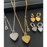 Heart Silver Chains Earring Necklace Set for Woman