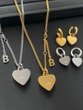 Heart Silver Chains Earring Necklace Set for Woman