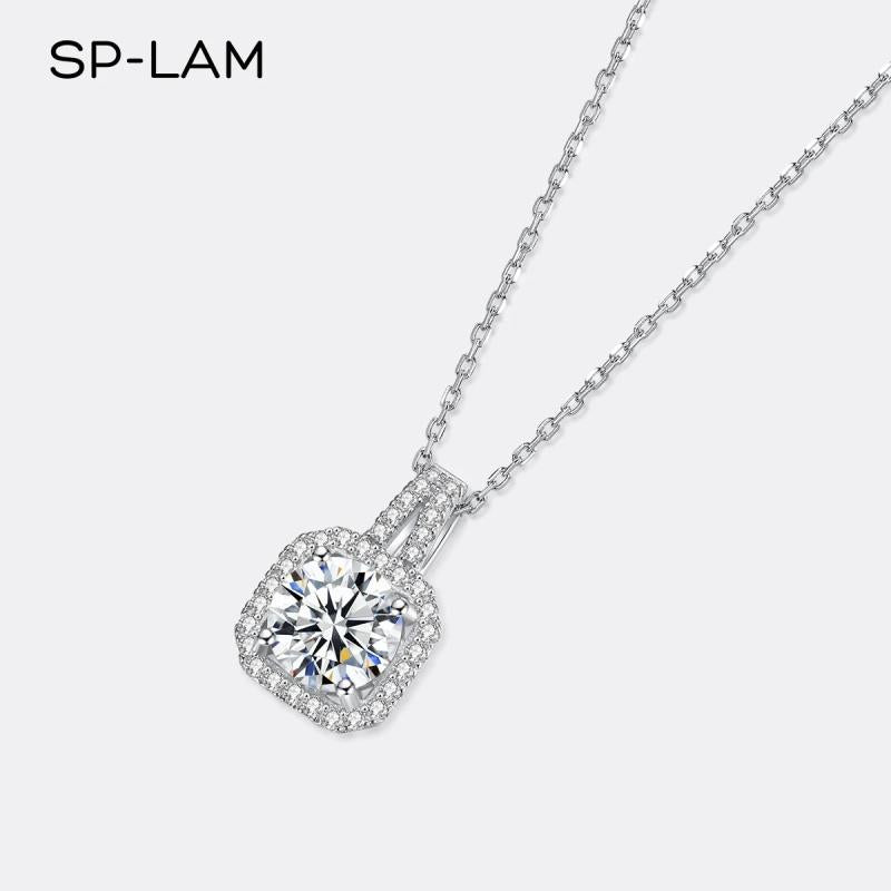 1CT Moissanite Necklace CZ Pave Chain Pendant Wedding Jewellery