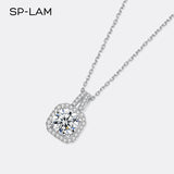 1CT Moissanite Necklace CZ Pave Chain Pendant Wedding Jewellery