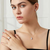 1CT Moissanite Necklace CZ Pave Chain Pendant Wedding Jewellery